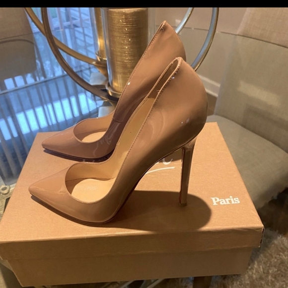 Christian louboutin Pigalle Patent Calf Tan 120mm High Heels sz 35.5 - Picture 6 of 11